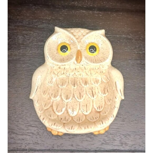 Vintage Ceramic Owl Trinket Dish Jewelry Keys Sponge Spoon Rest - Picture 1 of 8